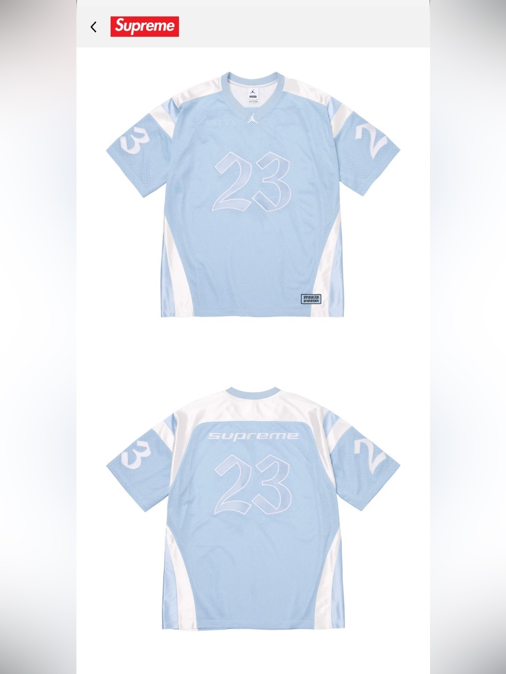 Supreme / Jordan Warm Up Jersey “Light Blue” XL - Picture 3 of 10